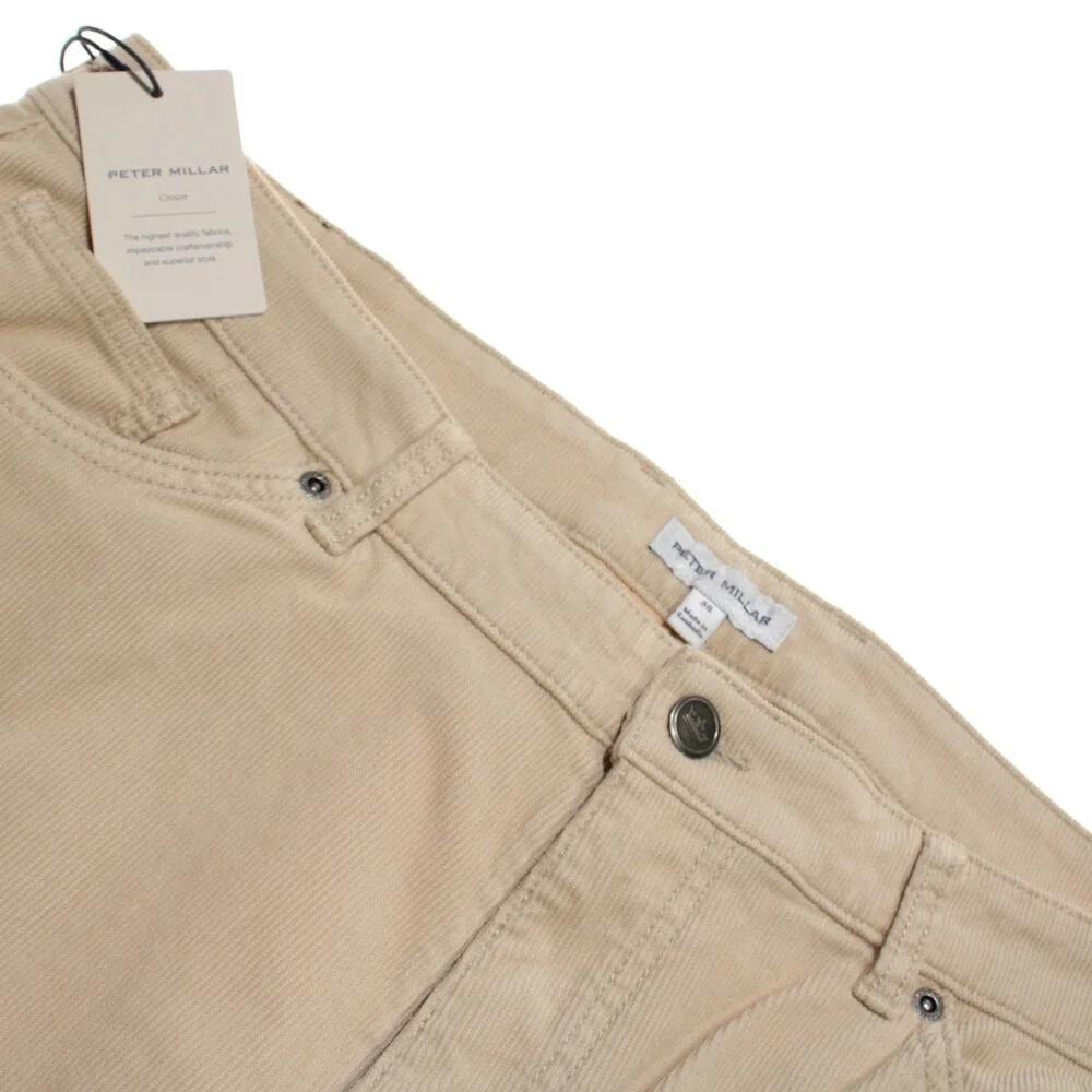 Peter Millar NWT 5 Pocket Jean Cut Corduroy Pants Size 38 US Beige Cotton Blend